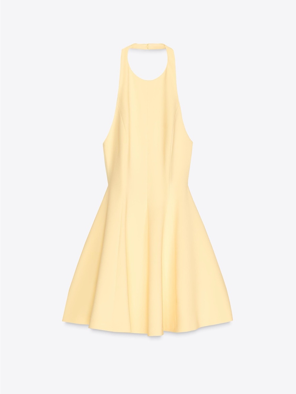 Zara Pale Yellow Backless Halter Fit-and-Flare Dress